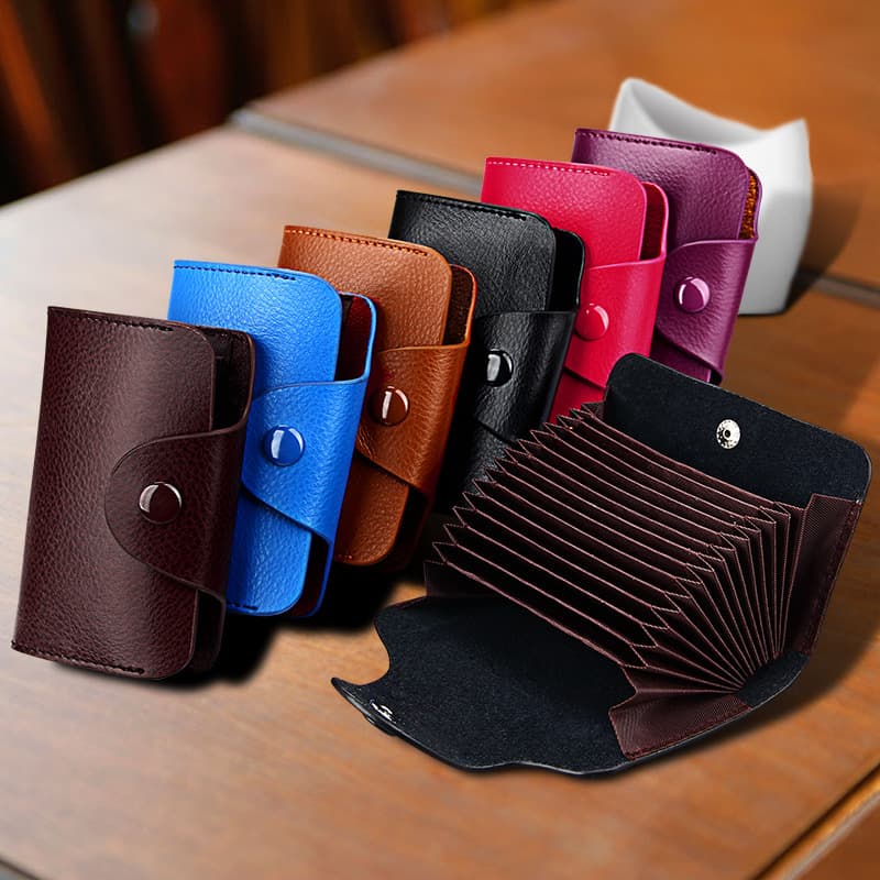 Fashionable Accordion Style Leather Card Holder For Men Women Multi-color Multi-card Slot Card Clip Credit Holder