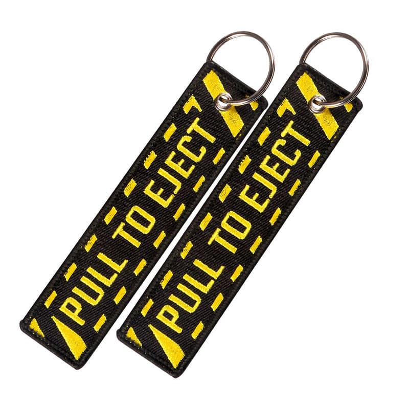 Yellow Motorcycle Embroidered Keychain Fashionable Popular Pull to Eject Stylish Polyester Threaded Key Accessory for All Occasions