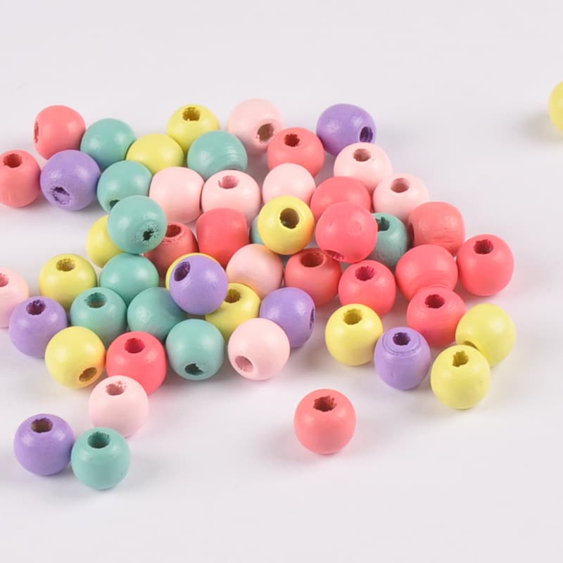 Colorful Wooden Beads Large Hole Round Beads 10mm Loose Beads for Bracelets Home Decoration Beads Handmade Craft Beads Accessories