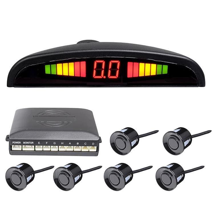 LED Digital Voice Crescent 6-Sensor Reverse Radar, Digital Buzzer 6-Sensor Reverse Radar, LED 6-Sensor Reverse Radar