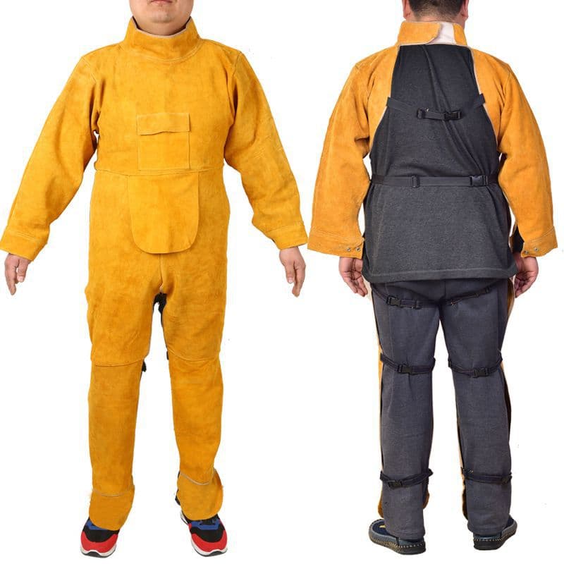 Factory direct supply cowhide welder protective clothing high temperature resistant welding work clothes flame retardant sleeved leather apron