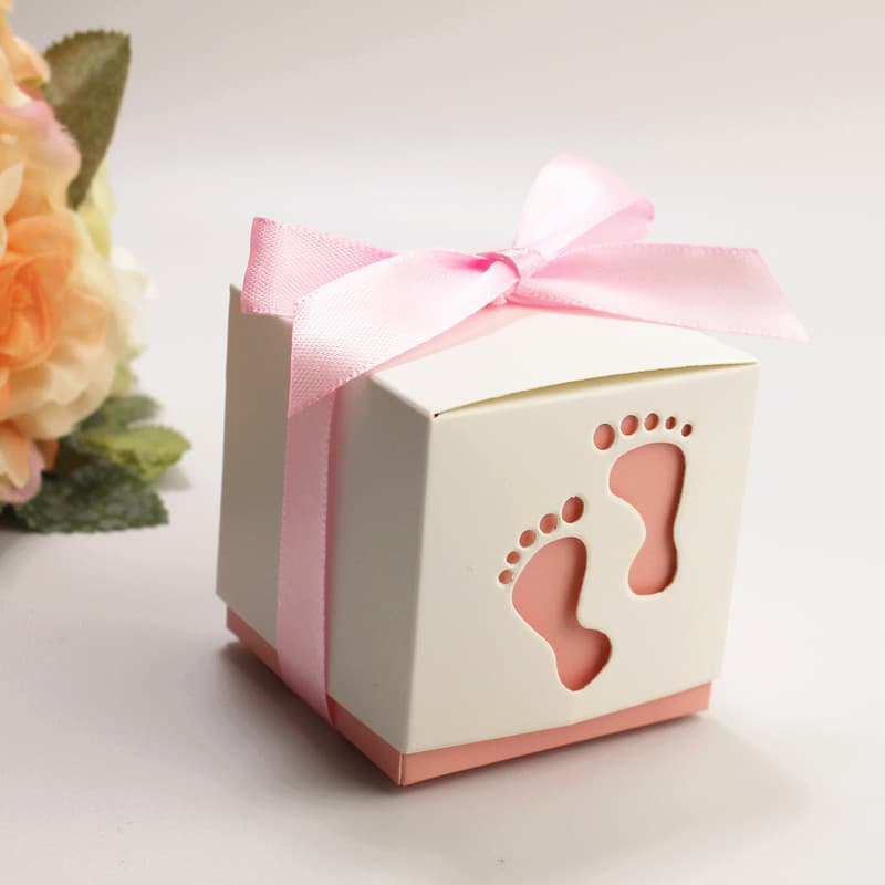 Baby Birthday Party Gift Box Packaging - Hollow Stroller Candy Box, European-Style Candy Box, Cute Footprint Candy Box