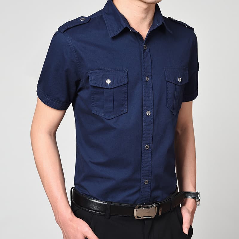 Cross-border Size Summer Short Sleeve Shirt Men Workwear Big Size Multi-pocket Outdoor Shirt Military Half Sleeve Top Men Fashion