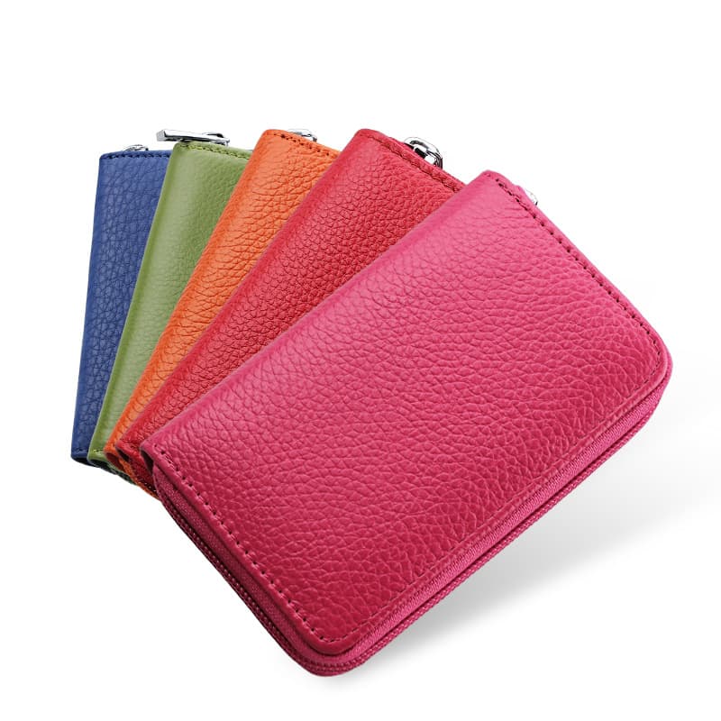 New stylish multi-slot zipper card case credit card holder 26-slot genuine leather card case wholesale from factory