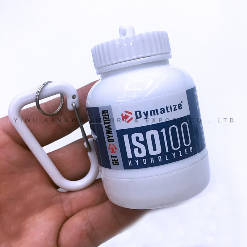 Hot Selling Mini Portable Protein Powder Bottle Keychain Fitness Funnel Pill Bottle 30g-60g Small Powder Container