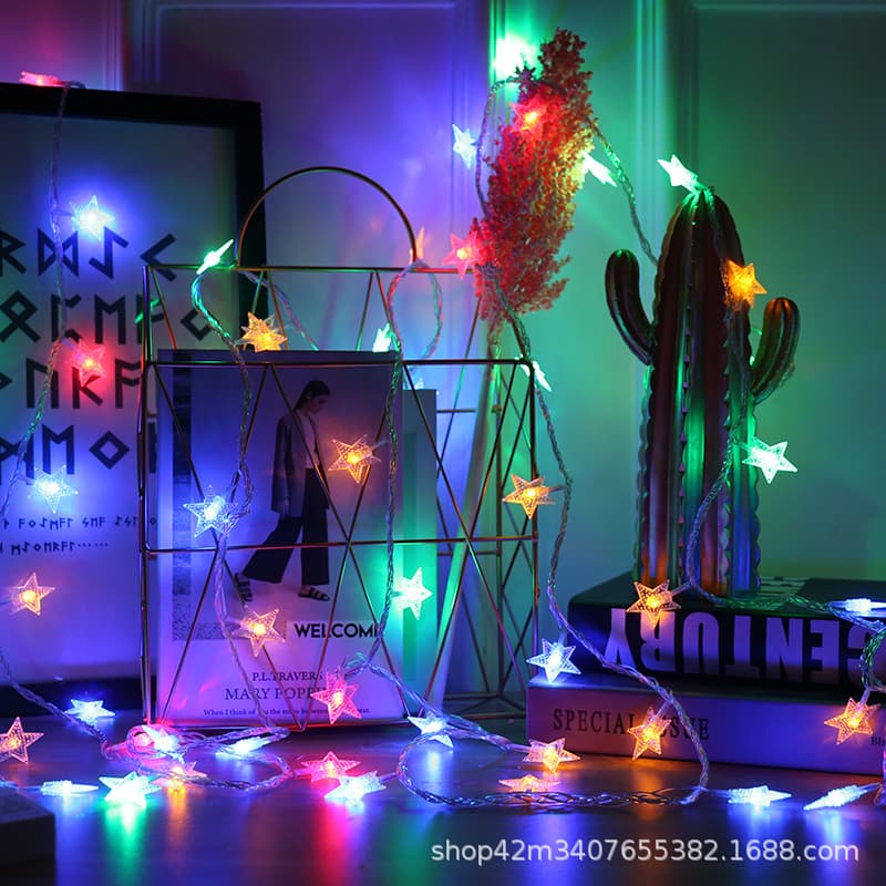 Factory Direct LED Star String Lights, Five-Pointed Star Fairy Lights, Girly Decorative Lights, Christmas Lights Wholesale