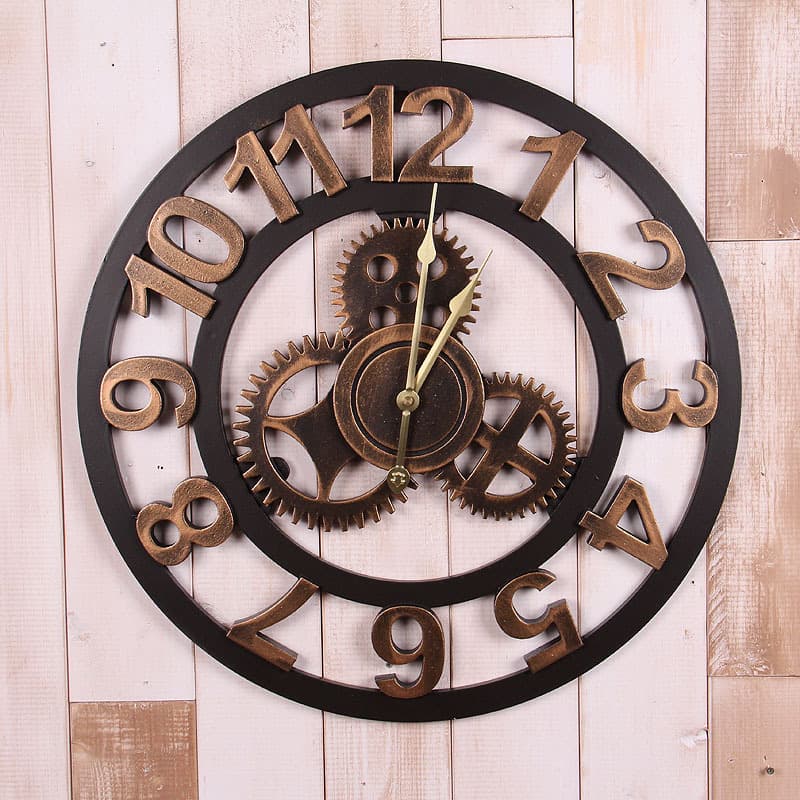 Vintage Distressed European Country Nostalgic Zakka Imitation Iron Wall Clock Time Imprint of Old Days