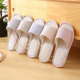 Factory Direct Couple Linen Slippers Women Summer Style Indoor Home Wood Floor Soft Sole Non-Slip Shoes Spring Autumn