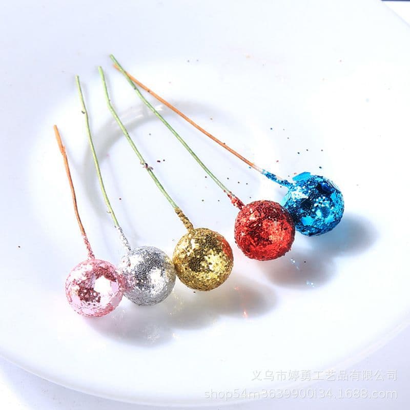 Christmas Decoration Essential Glitter Powder Red Berry Wreath Foam Christmas Red Berries Wholesale