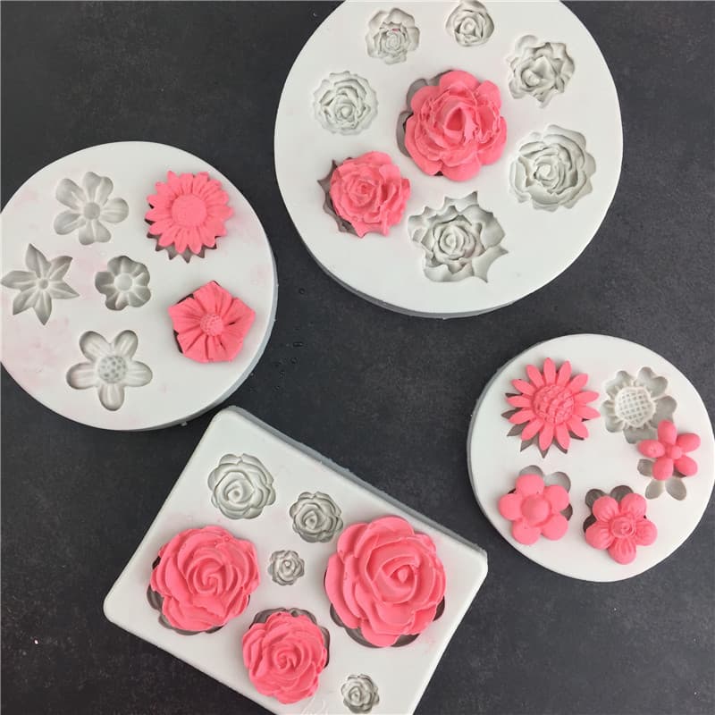 DIY4 Styles Small Flower Sunflower Shape Silicone Mold Cake Decoration Tool Irregular Shape Baking Mold for Sugar Art
