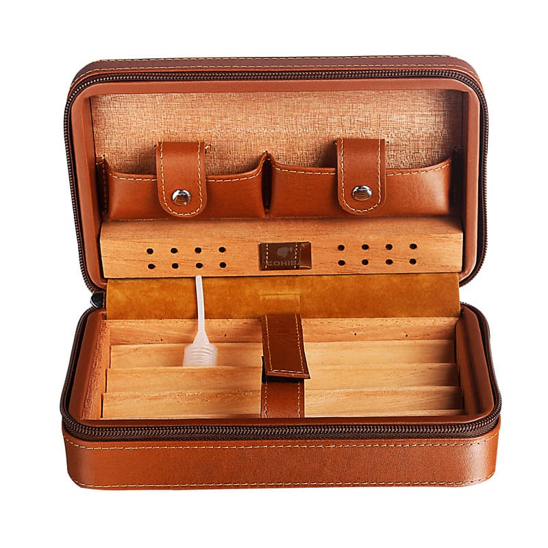 LUXFO Langyou four-pack portable cigar humidor cedar wood multi-functional travel set gift box