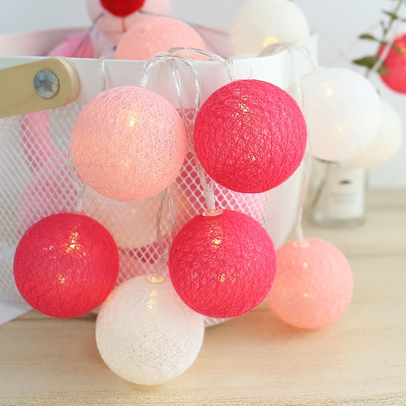 Cotton Ball LED String Lights Christmas Decoration Holiday Mini Color Lights Copper Wire Lights Battery Operated Lights Wholesale Factory