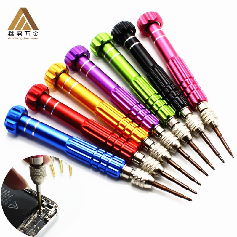 Precision aluminum alloy 5-in-1 screwdriver, mobile phone repair, disassembly, glasses, 1.2-5 in one screwdriver, internal hex screwdriver.