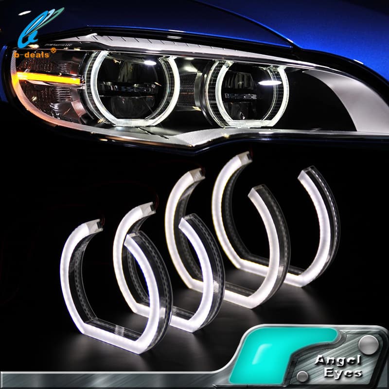 For BMW E90 E92 F30 Flat Bottom U-Shaped Thick Cover Crystal Angel Eyes White