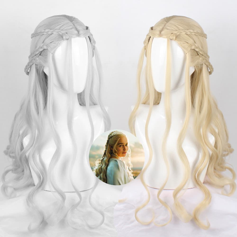 Game Of Thrones Fire And Ice Song Targaryen Mother Long Hair Cosplay Wig Anime Realistic Show Mechanism Hair Cap