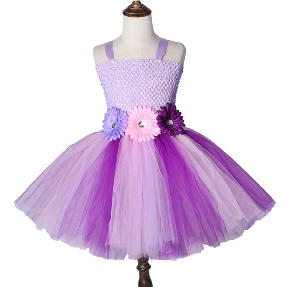 Children's Dress Gown, European and American Export Cross-Border Source Flower Tutu Skirt, Girls' Tulle Puffy Princess Dress