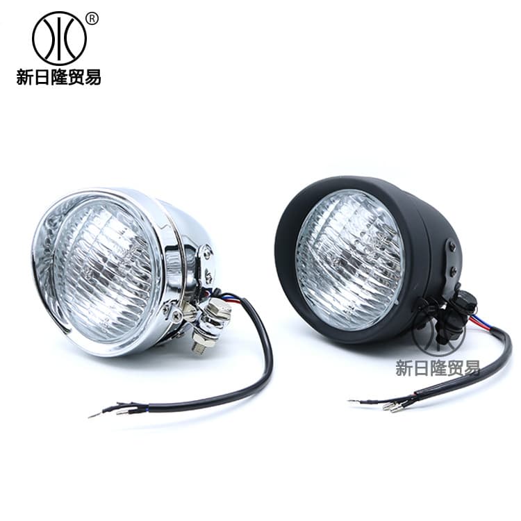 Harley Motorcycle Modified Headlight CG125 Retro Front Big Light Monkey Prince Universal Lighting Lamp Zinc Alloy Glass Cover
