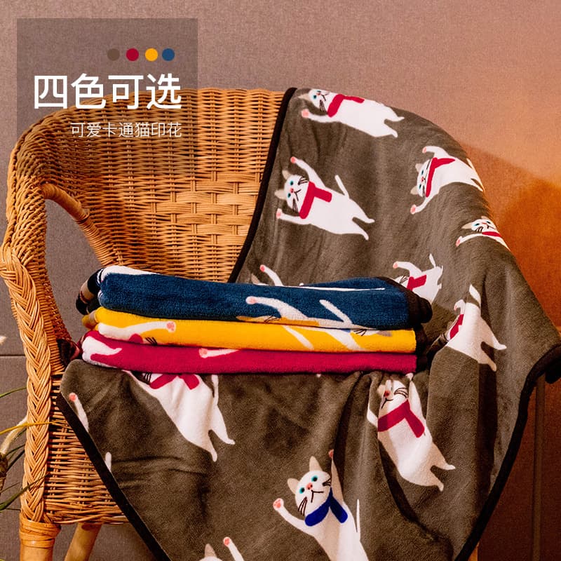 Japanese cartoon cat children's blanket flannel leg air conditioning blanket pet blanket cloud blanket gift coral velvet blanket