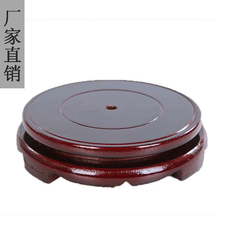 Rotatable Imitation Solid Wood Round Base, Flowerpot Aquarium Craft Solid Wood Ornament, Vase Wine Bottle Odd Stone