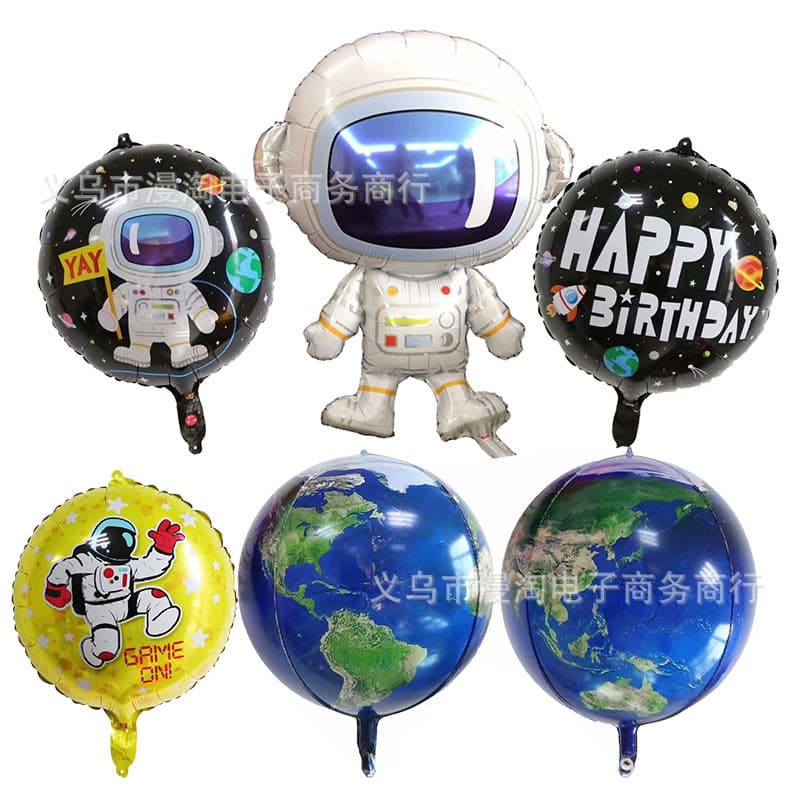 Large Space Astronaut Balloon, Astronaut Spaceship Aluminum Foil Cartoon Sci-Fi Birthday Theme Party Decoration Galaxy