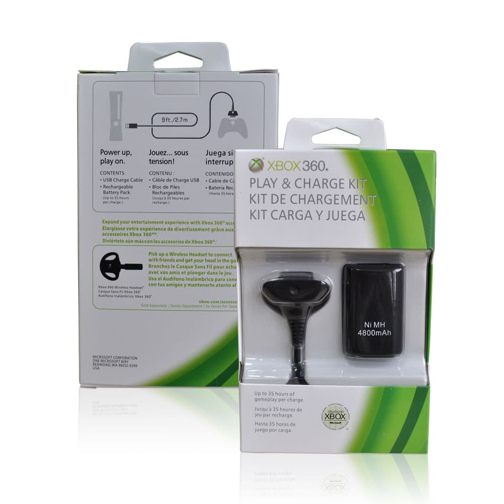 XBX 360 Battery Pack 4800mAh XBX 360 Wireless Controller 2-in-1 Battery Charging Cable