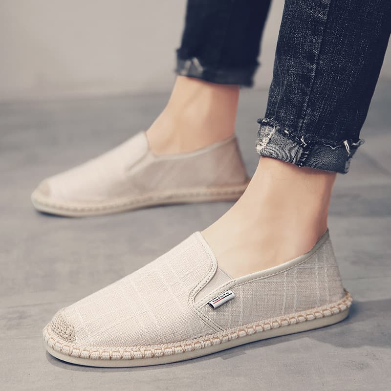 Summer Korean Trend Men's Casual Canvas Slip-On Shoes Breathable Linen Fisherman Shoes