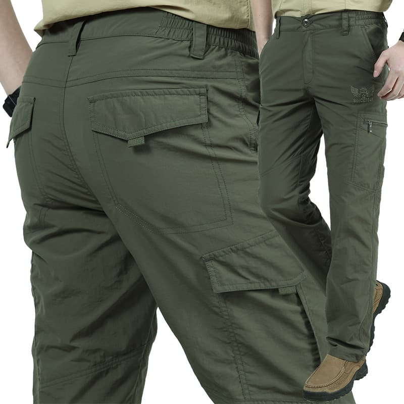 Quick Dry Lightweight Summer Outdoor Men's Loose Fit Cargo Pants Workwear Trousers Windproof Long Trousers Fashionable Urban Style