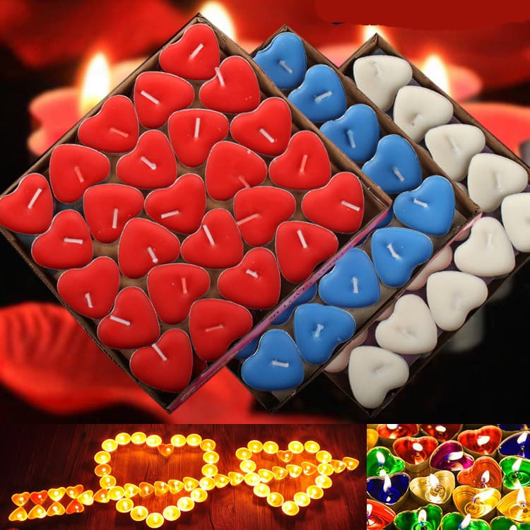 2-hour heart-shaped smokeless candles for birthdays, Qixi Festival, tea candles, Valentine's Day proposal decorations, small wedding roses