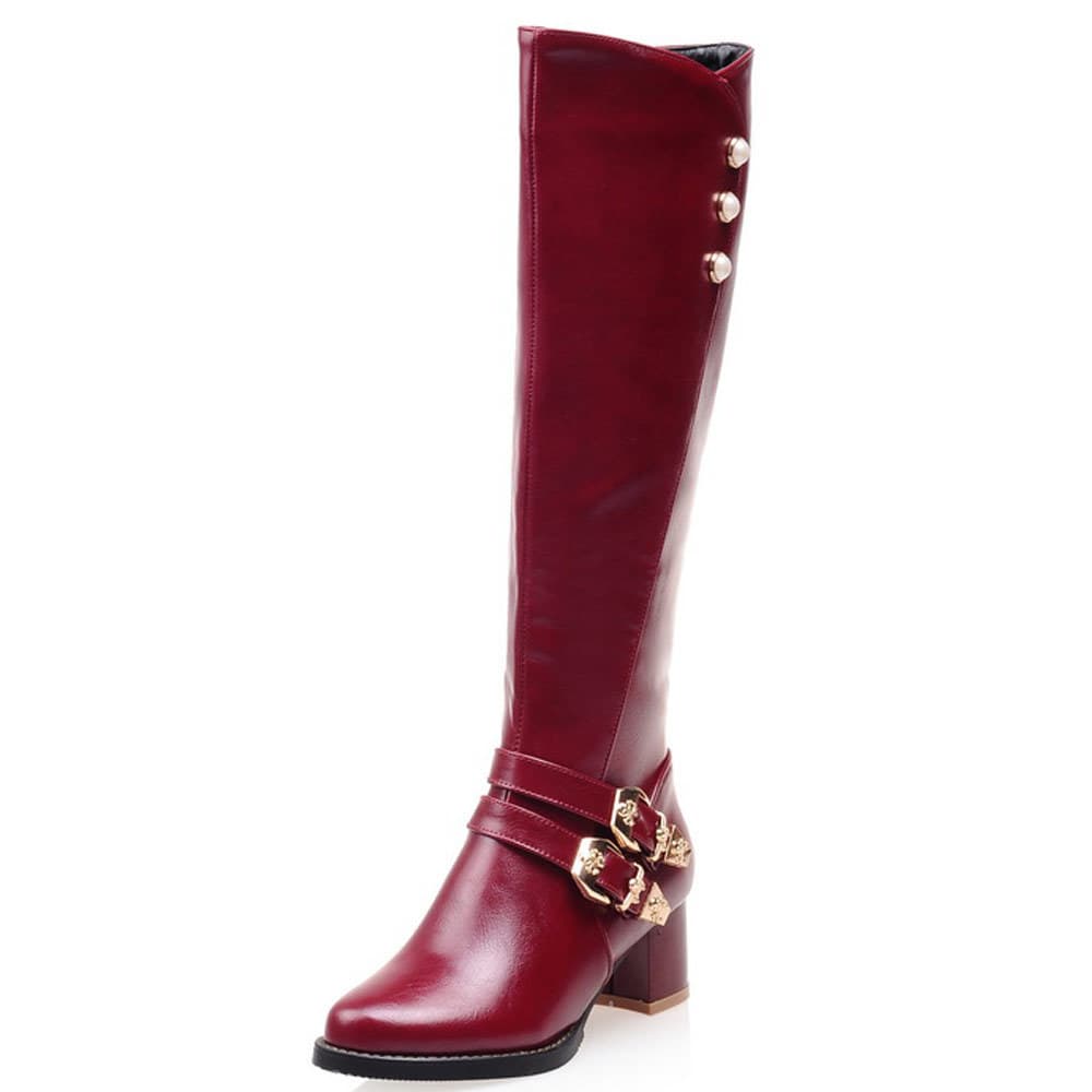 Belt Buckle Export Knight Boots 31-52 Size High Tube Autumn/Winter Fleece-Lined Women's Boots