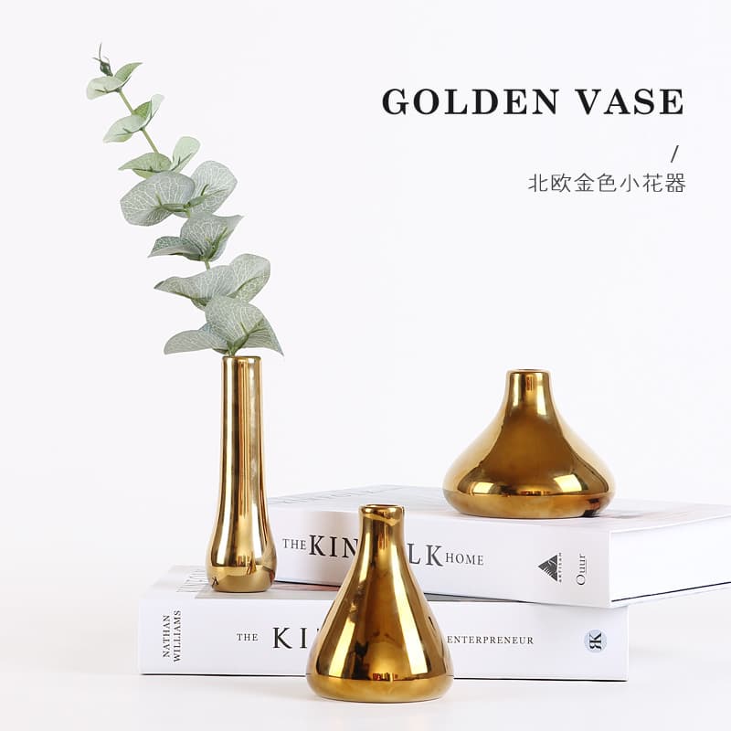 American Nordic Ins Style Creative Gold Ceramic Vase Flower Pot Home Living Room Decorative Ornament