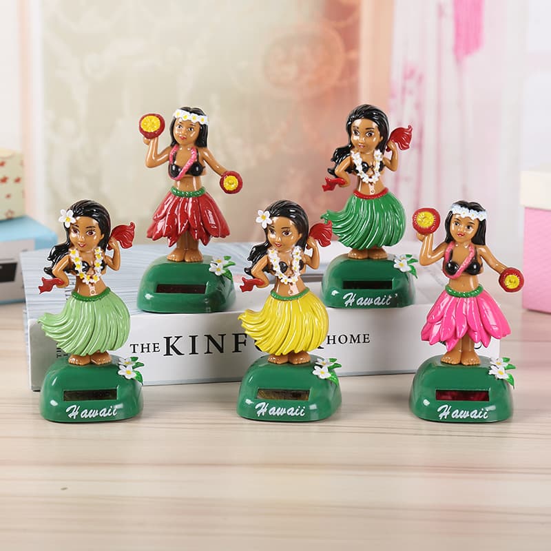 New Solar Powered Swinging Hawaiian Girl Car Decorations Creative Cartoon Car Ornaments Gifts