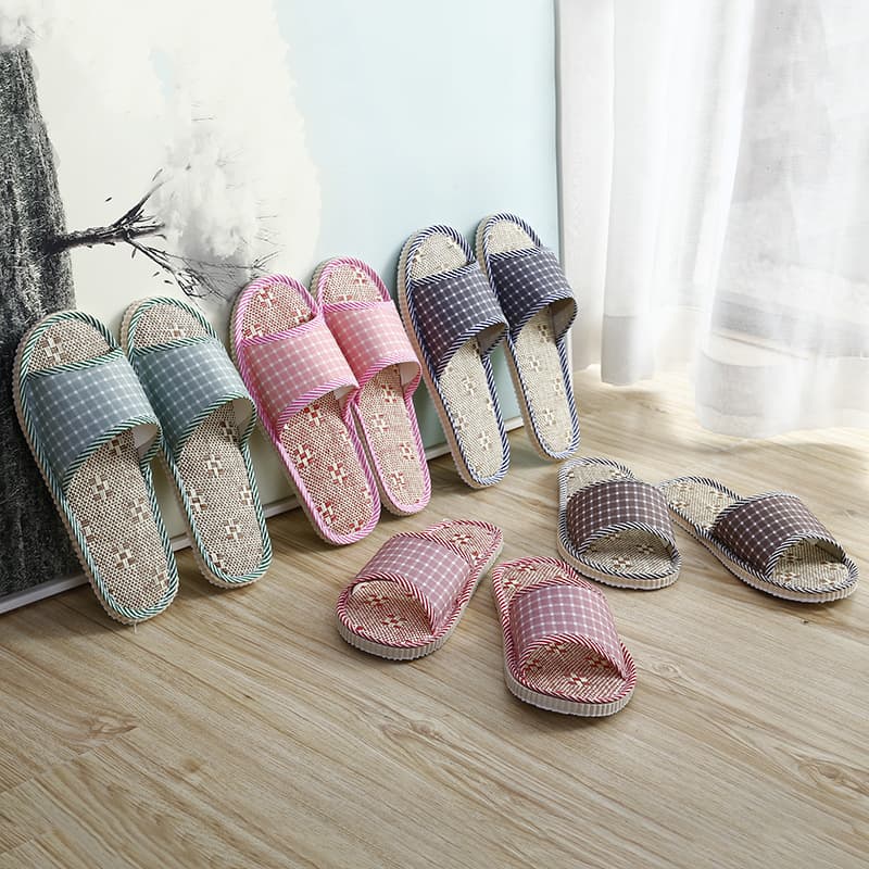 Indoor Non-Disposable Linen Slippers EVA Bottom Home Slippers Summer Cool Slippers for Men And Women Couples Guest Slippers