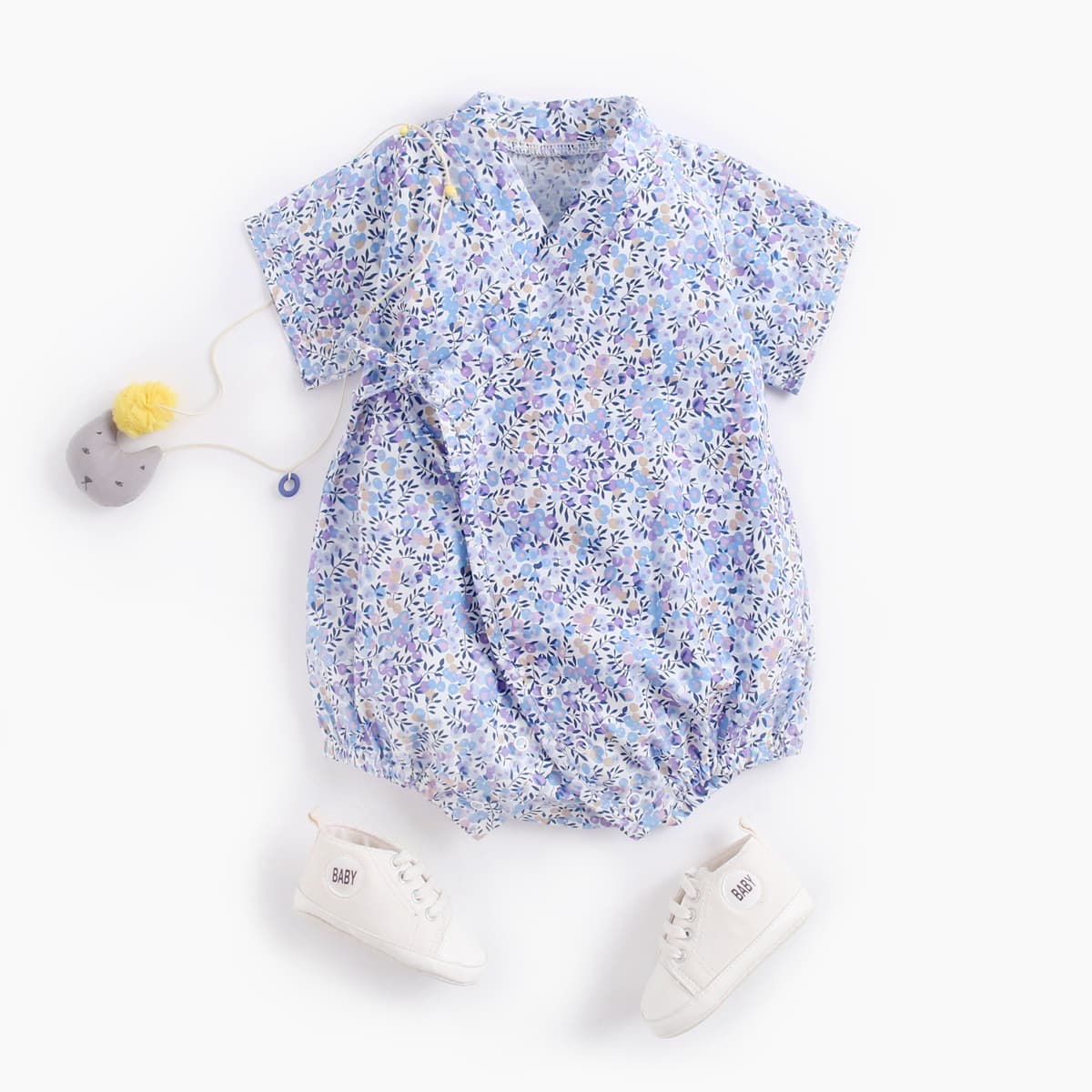 Baby onesies, summer clothes, baby clothes, floral pajamas, pure cotton newborn bathrobes