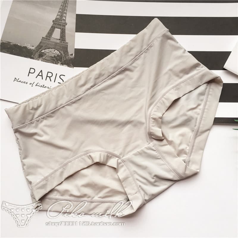 【80-130】9908 Mid-Rise Solid Ice Silk Women's Underwear, Osaka Ice Silk Milk Silk Women's Underwear