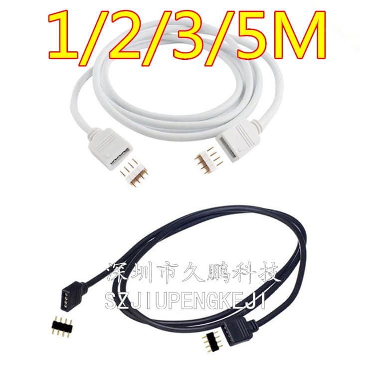 2 meters RGB light strip extension cord LED colorful light strip extension cord light strip 4pin female black connecting cable