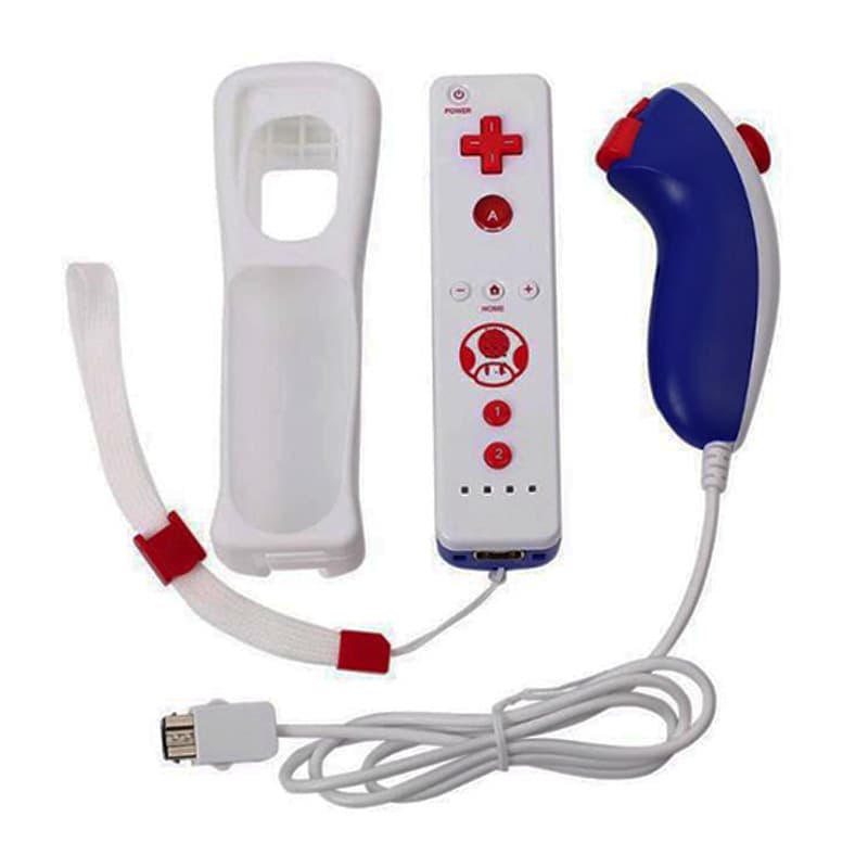 Wii Dual-Color Game Controller 2-in-1 Left and Right Handles with Built-in Accelerometer Digital Computer Game Controller