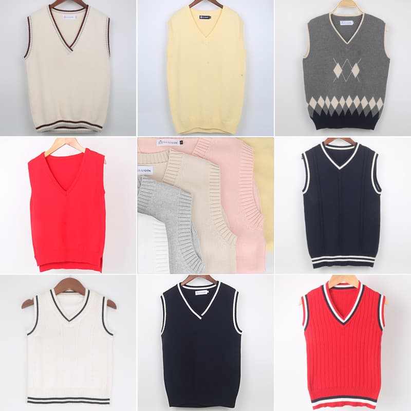 Custom processed school uniform knitted sweater campus style vest cardigan sweater manufacturer wholesale custom JK