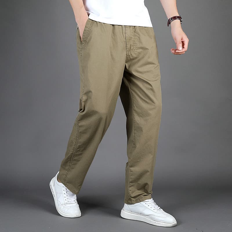 New Summer Men's Plus Size Casual Pants Washed Cargo Pants Middle-Aged Casual Trousers Plus Size Cross-Border