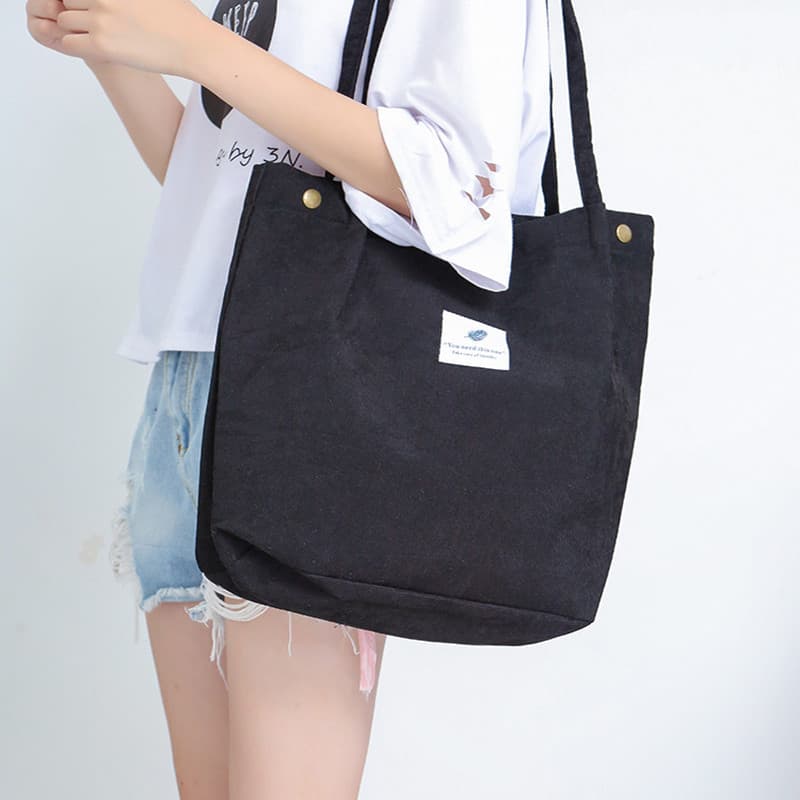 Large Capacity Versatile Canvas Tote Bag for Students Women Shopping Corduroy Single Shoulder Bag Plush Handbag