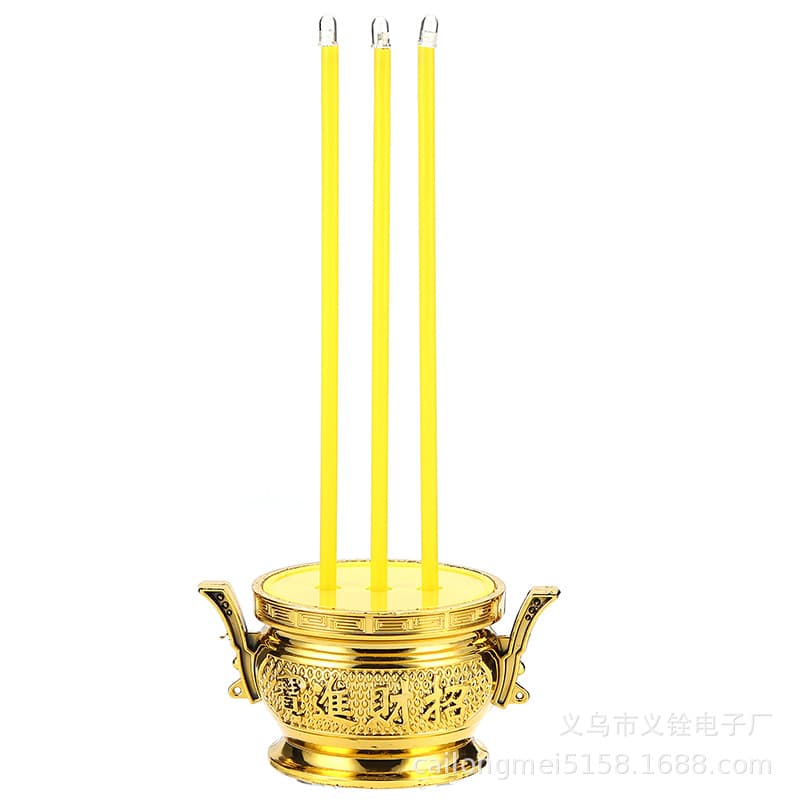 Manufacturer provides cross-border supply for Buddha's grave candlestick Led smokeless luminous yellow Thai electronic incense burner candle light