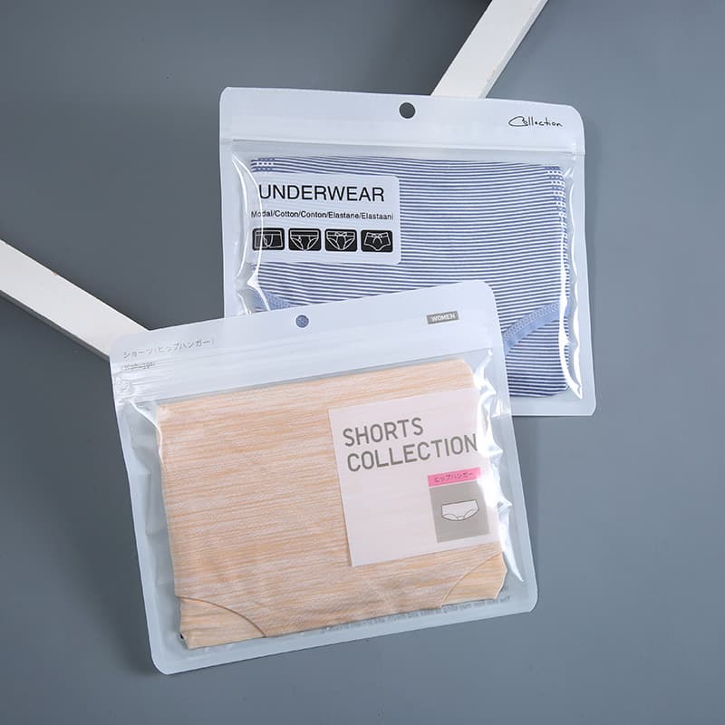 Unisex Transparent Independent Innerwear Packaging Bag Kraft Paper Zipper Self-Sealing PE Bag Underwear Gift Clothing Accessories