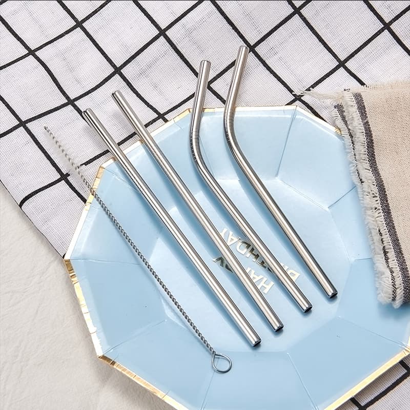 Creative Children's 304 Stainless Steel Short Straws, Titanium-Plated Colored Metal Beverage Coffee Straight/Bendable Small Straw Set