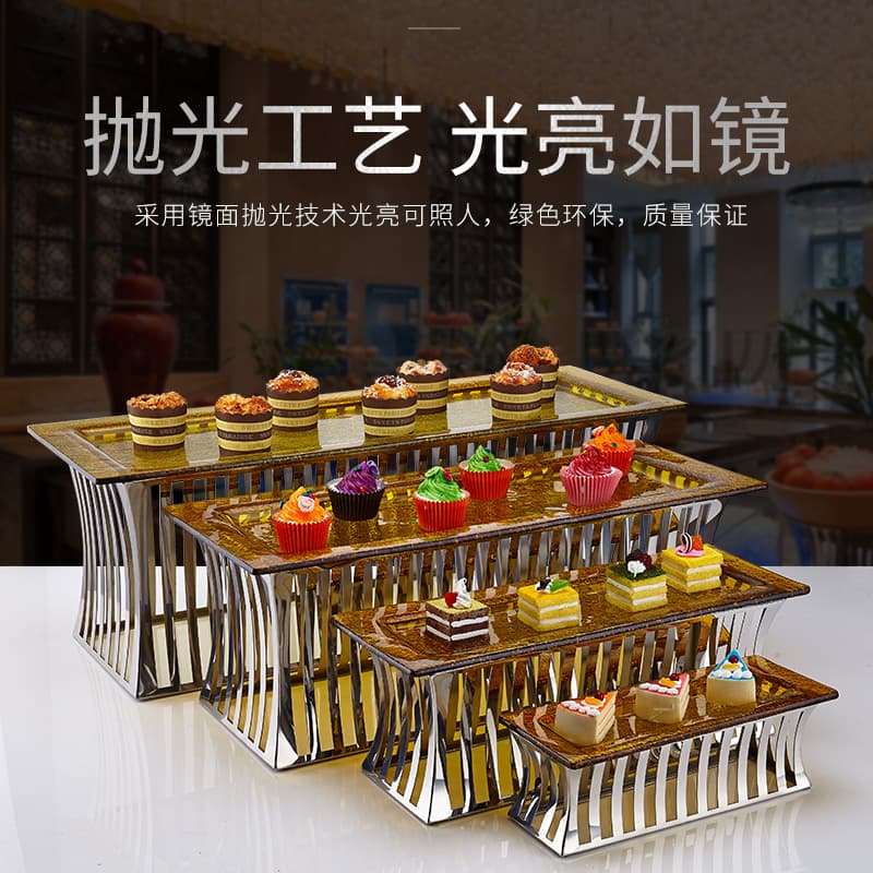 New Diamond Stainless Steel Dessert Rack Hotel Banquet Dessert Table Buffet Display Rack Snack Rack Combination