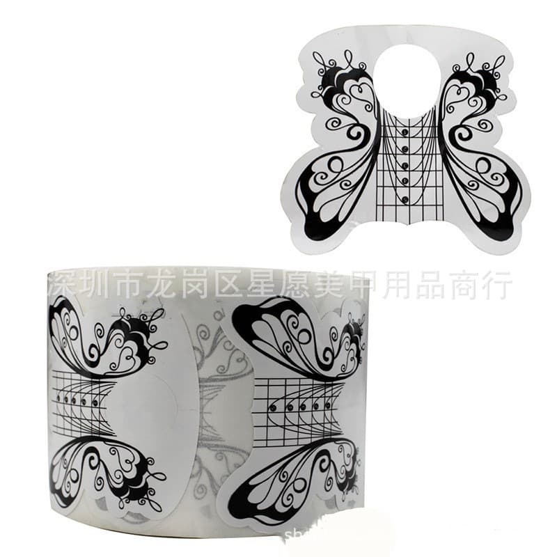 Black Butterfly Nail Art Extensions 500pcs Patterned Nail Tips Extendable Finger Pads Beauty Salon Tools Star Wish Nail Art