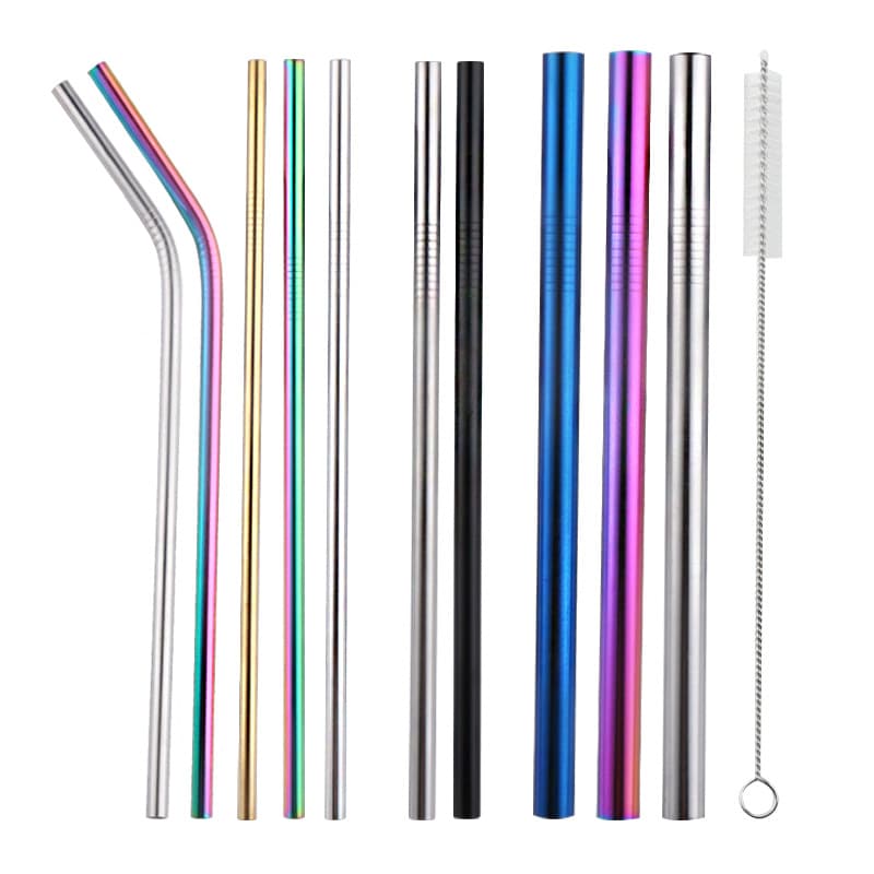 Manufacturer Wholesale 304 Stainless Steel Straws, Metal Beverage Cocktail Milk Tea Silicone Set, Specialized Milk Tea Straws
