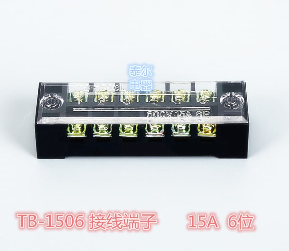 Manufacturer wholesale TB terminal TB1506 fixed strip-type 15A/6P terminal block combination wiring strip