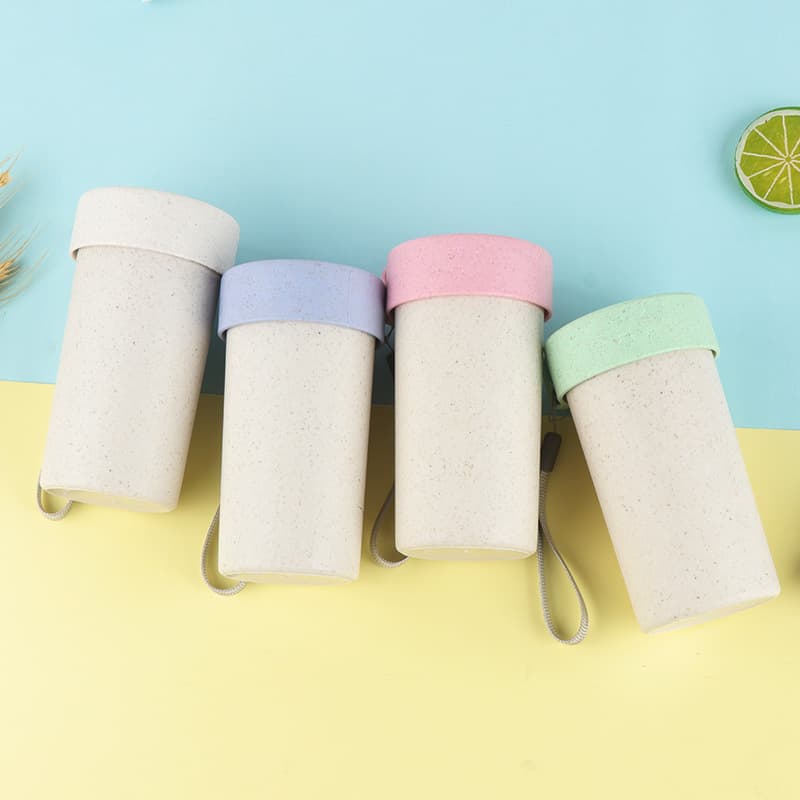 Factory Wholesale Wheat Straw Promotional Gift Cup Advertising Cup Custom Plastic Tumbler Printable LOGO Water Cup