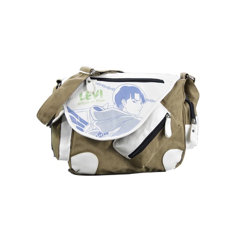 Attack on Titan Canvas Shoulder Bag Silk Screen Printed Laptop Crossbody Bag for Students Street Style Large Capacity Messenger Bag