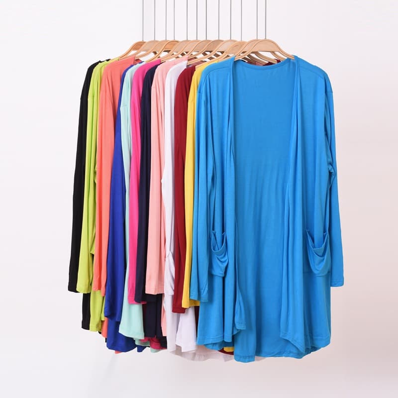 Women's Summer Plus Size Sun Protection Cardigan Loose Mid-Length Korean Style Candy Color Modal Open Front Coat for 200 lbs Heavy Set Ladies