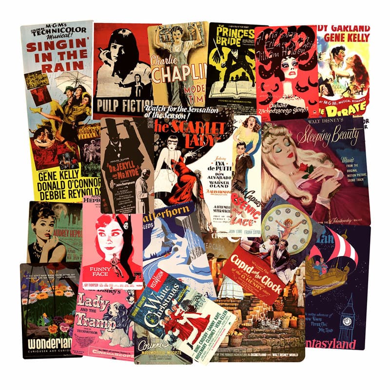 46-54pcs Western Retro Vintage Posters Stickers for Scrapbooks Notebooks Skateboards Luggage Motorcycles